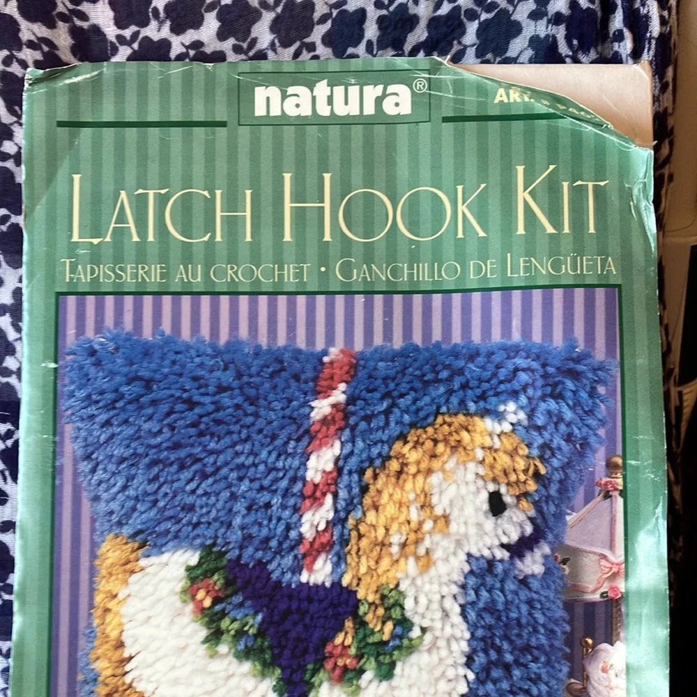 Caron Latch Hook Kit Natura Craft Carousel Horse P462 Pillow Top Wall Art 12x12”